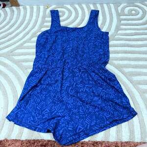 M Prana Railay Blue Drawstring Summer Sleeveless lightweight zip Romper